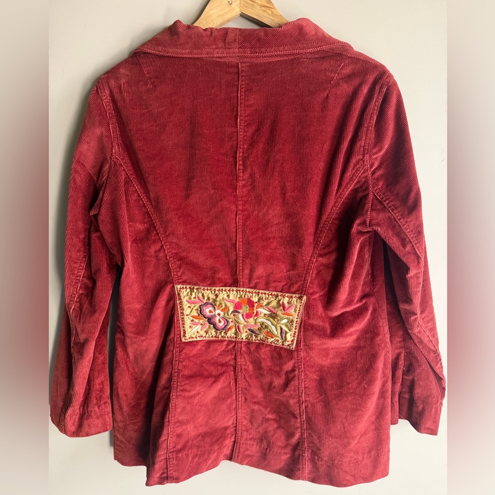 Soft Surroundings Red Corduroy Embroidered Jacket Size M - Picture 8 of 12
